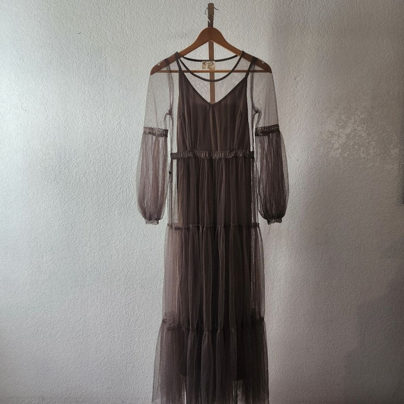 Mia Joy Dresses & Skirts - Women's Mia Joy Brown Sheer Maxi Dress XS